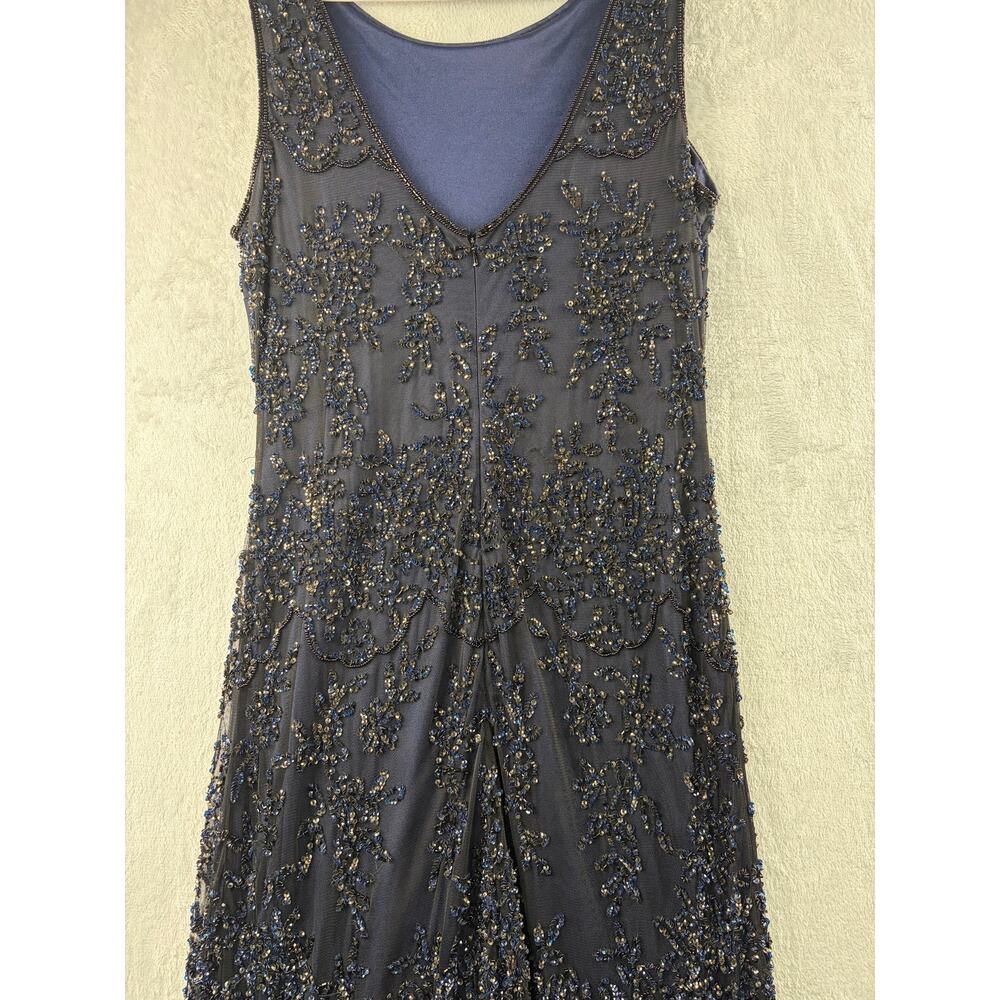 Pisarro Nights Sleeveless Beaded Evening Dress - Navy - Size 10P - Picture 7 of 9